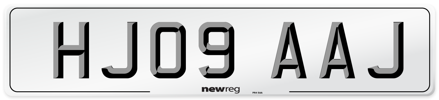 HJ09 AAJ Number Plate from New Reg